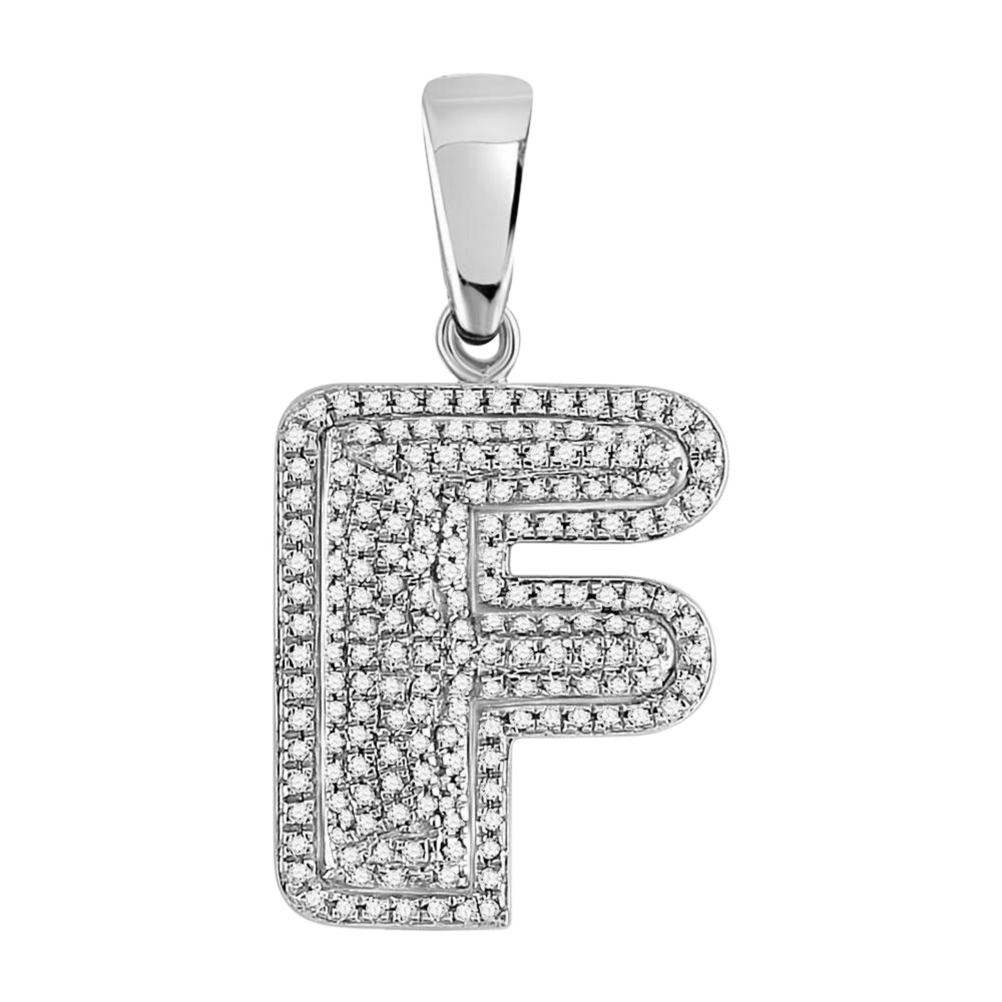 Gold Diamond Letter "F" Bubble Initial Charm Pendant - 10KT Gold