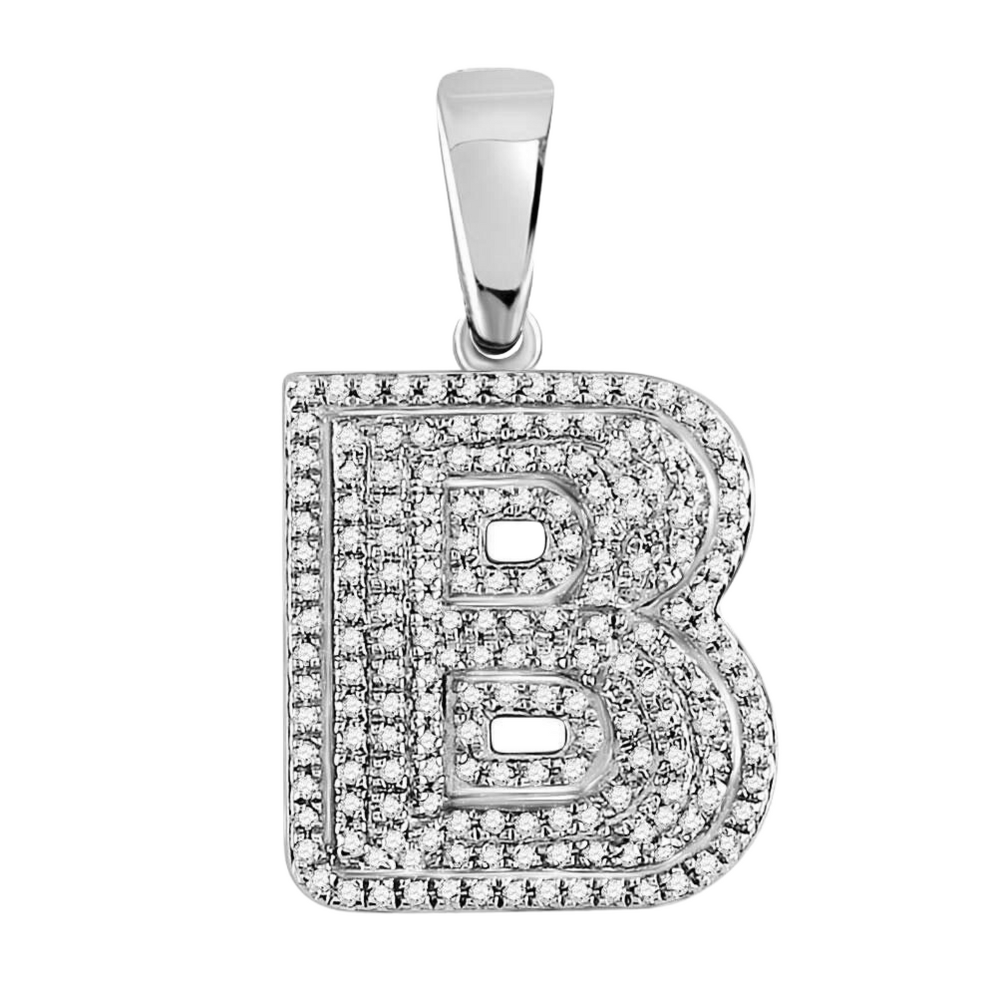 Gold Diamond Letter "B" Bubble Initial Charm Pendant - 10KT Gold