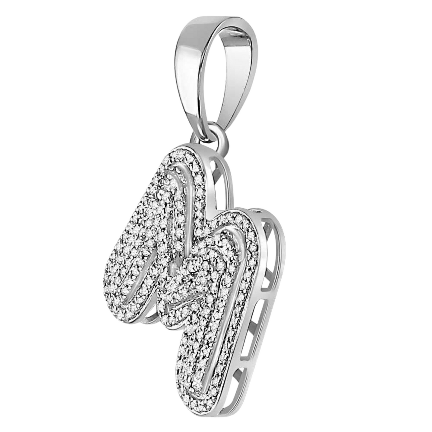 Gold Diamond Letter "M" Bubble Initial Charm Pendant - 10KT Gold