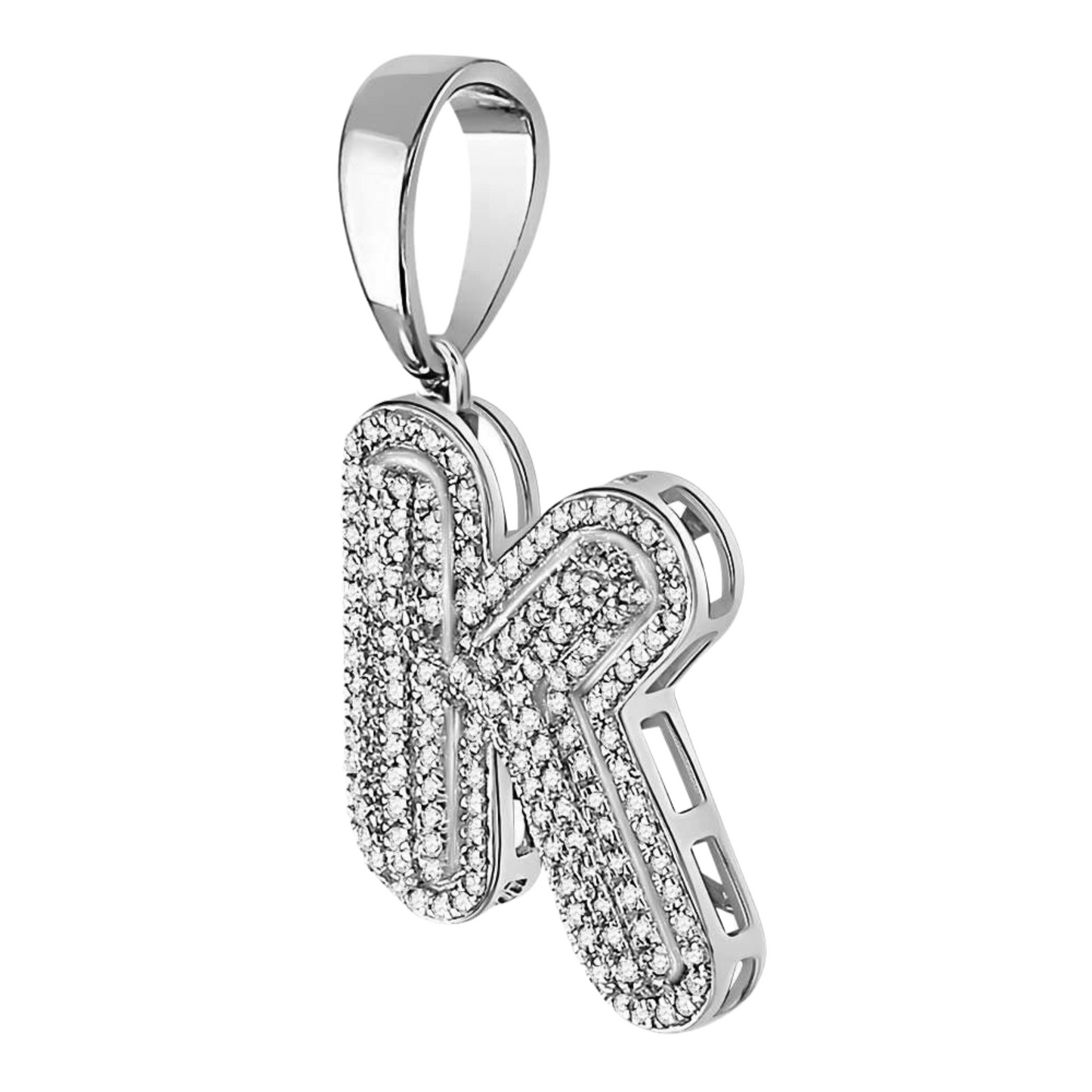 Gold Diamond Letter "K" Bubble Initial Charm Pendant - 10KT Gold