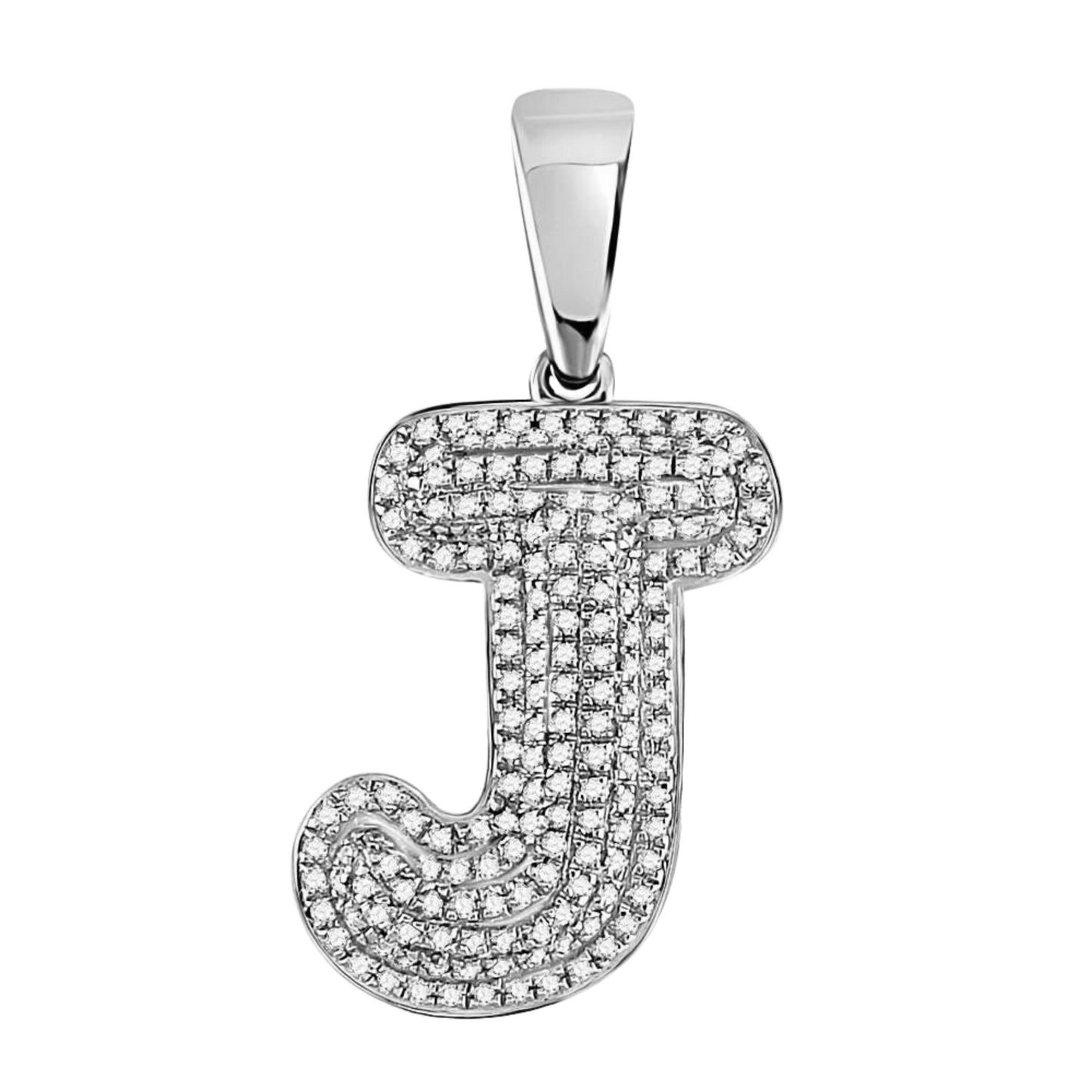 Gold Diamond Initial "J" letter Charm Pendant - 10KT Gold
