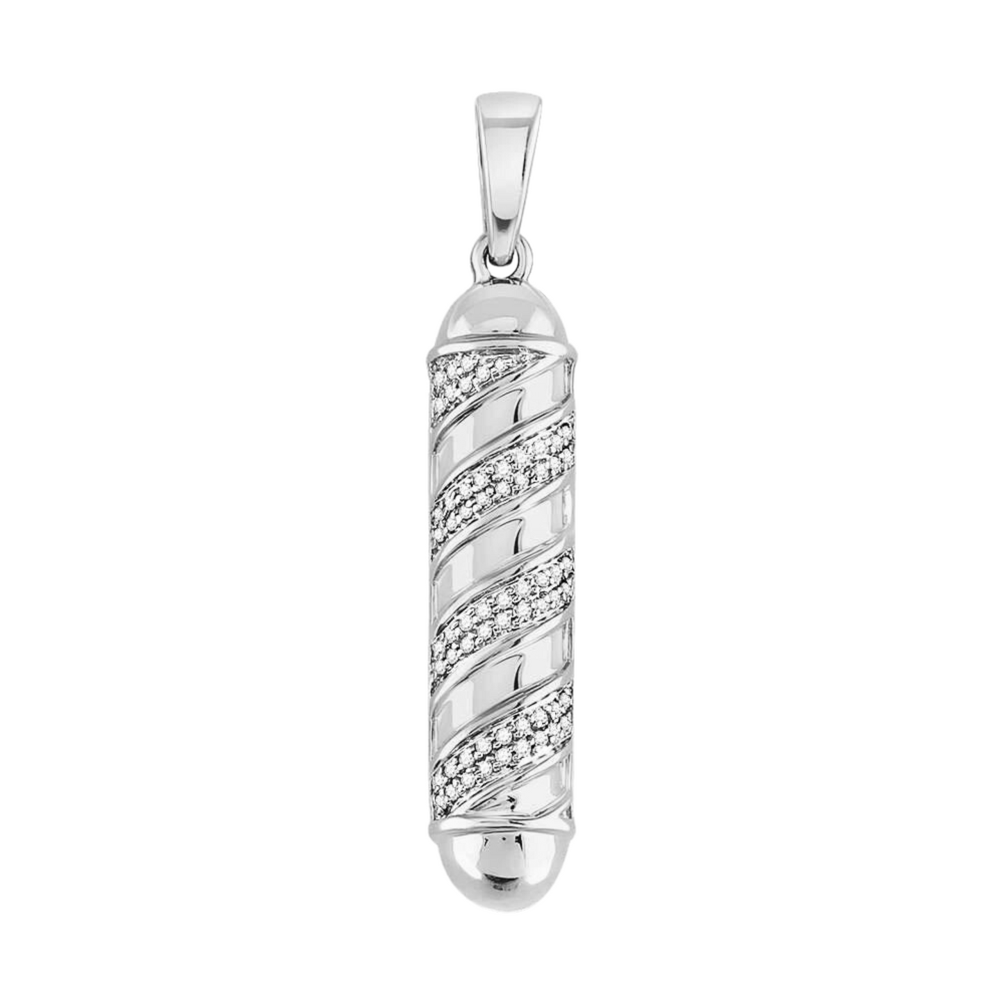 Gold Diamond Barber Pole Charm Pendant - 10KT Gold
