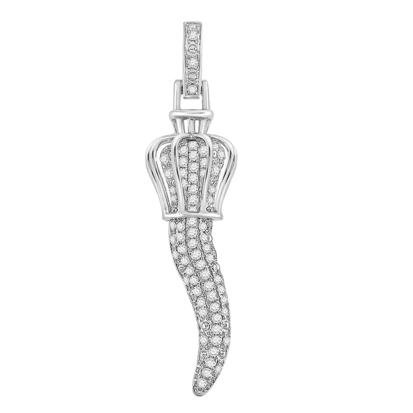 Gold Diamond Italian Horn Charm Pendant - 10KT Gold