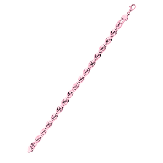 Solid Mens Rope Bracelet 10K Rose Gold