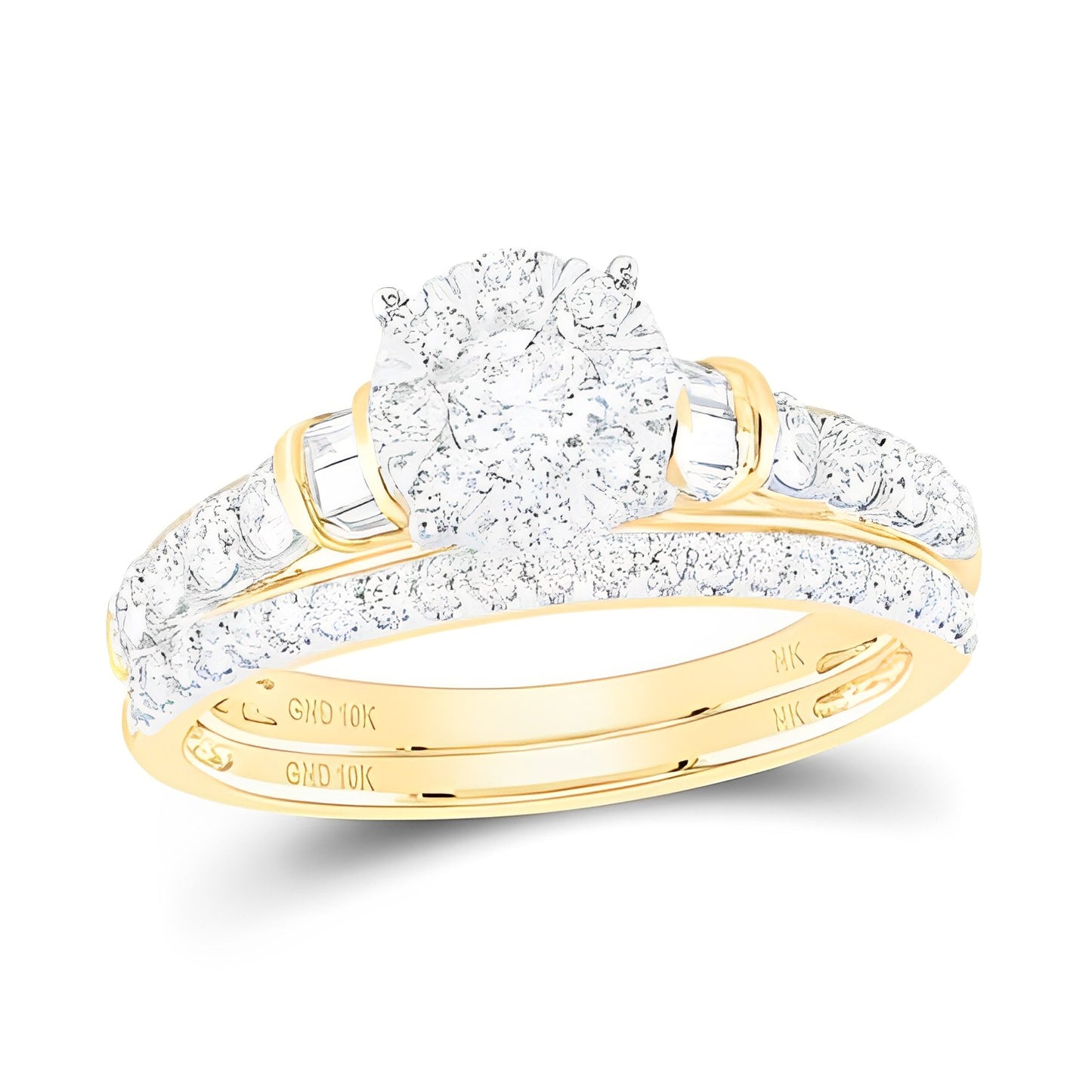 1CTW-DIA NK 1/5CT-CRD BRIDAL SET SINGLE HALO