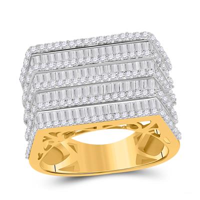 10K YELLOW GOLD BAGUETTE DIAMOND FLAT TOP FASHION RING 3 CTTW