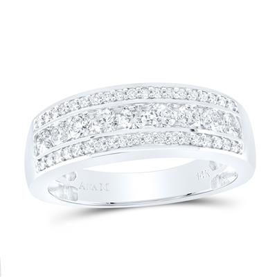 14K WHITE GOLD ROUND DIAMOND BAND RING 1 CTTW