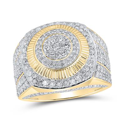 10K YELLOW GOLD ROUND DIAMOND CIRCLE RING 3 CTTW