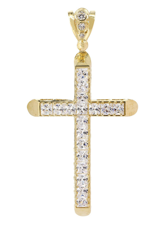 10K Gold Cross Pendant with CZ