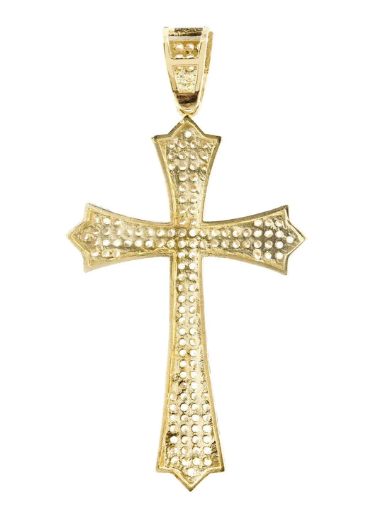 Big Gold Cross & Cz 10K Yellow Gold Pendant. | 4.8 Grams