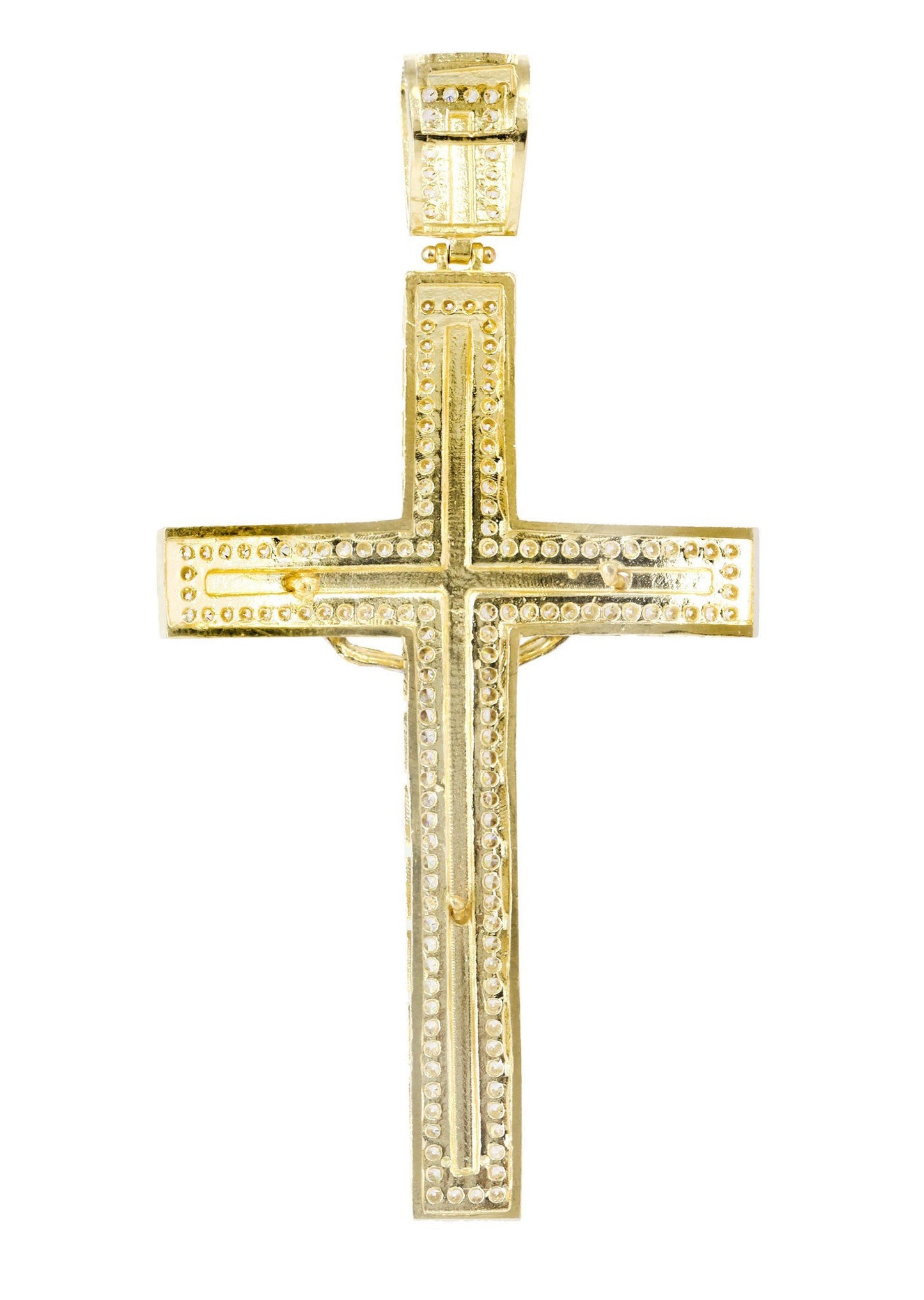 Diamond Cut Gold Cross & Cz 10K Yellow Gold Pendant. | 10.8 Grams