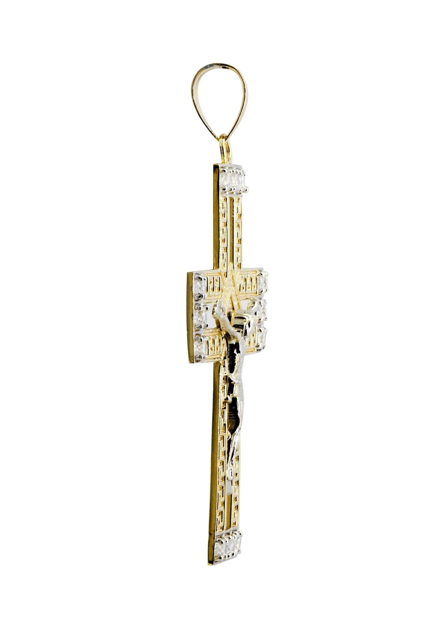 Big Gold Cross & Cz 10K Yellow Gold Pendant. | 9.2 Grams