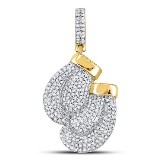 Gold Diamond Boxing Gloves Sports Charm Pendant - 10KT