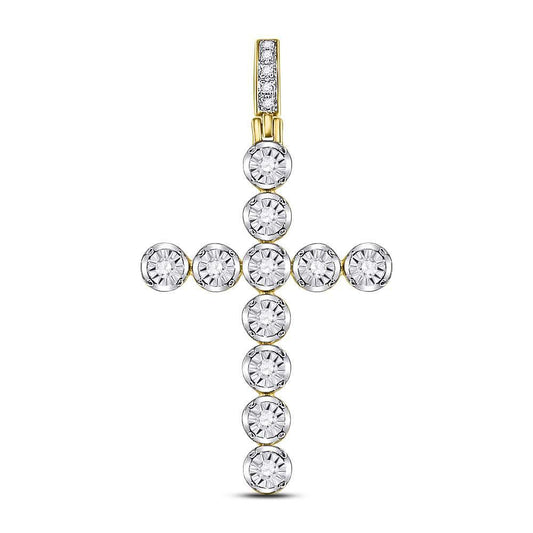 Men's Round Diamond Cross Charm Pendant in 10KT Gold