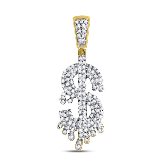 Gold Diamond Dollar Sign Charm Pendant - 10KT Gold