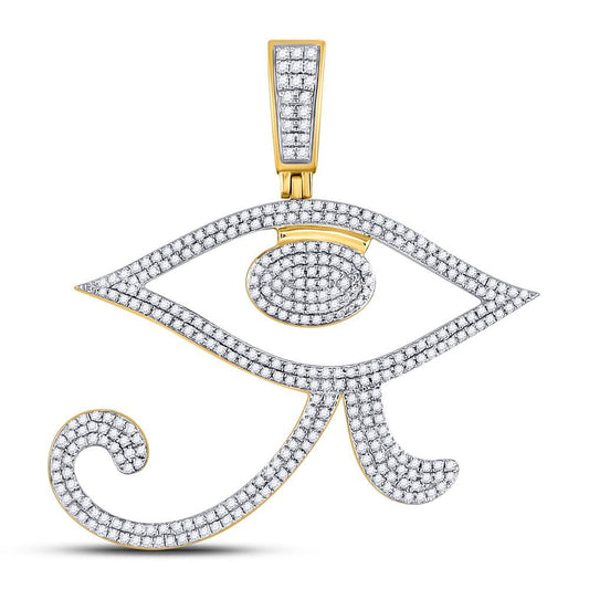 Men's Round Diamond Eye Of Ra Egyptian Charm Pendant in 10KT Gold