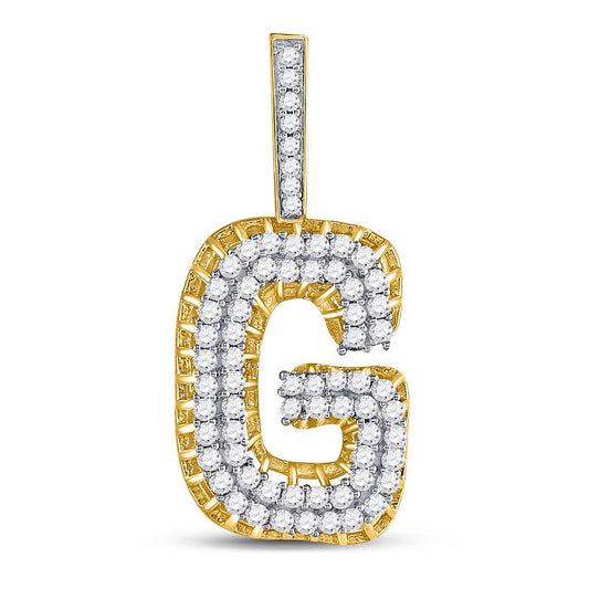 Men's Round Diamond "G" Charm Pendant in 10KT Gold