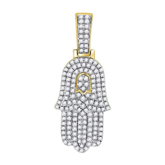 Gold Diamond Hamsa Charm Pendant - 10KT Gold