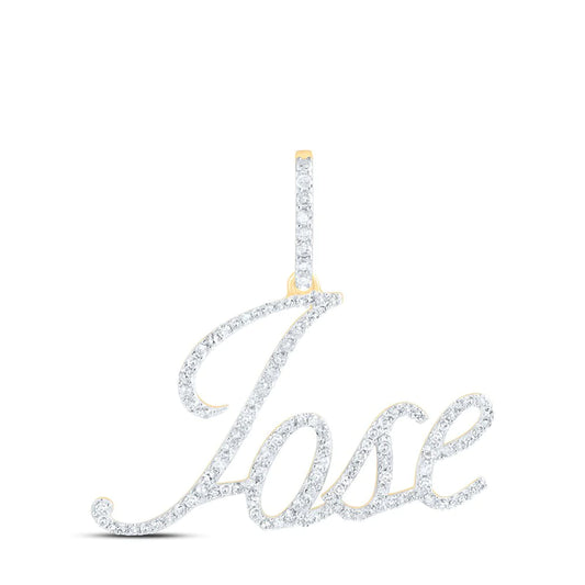 Men's Round Diamond JOSE Name Charm Pendant in 10KT Yellow Gold