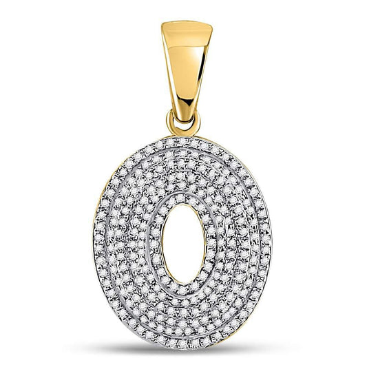 Gold Diamond Letter "O" Bubble Initial Charm Pendant - 10KT Gold