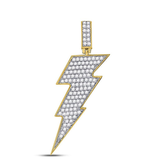 Gold Diamond Lightning Bolt Charm Pendant - 10KT Gold