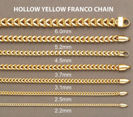 14K Gold Chain - Hollow Yellow Franco Chain 14K Gold