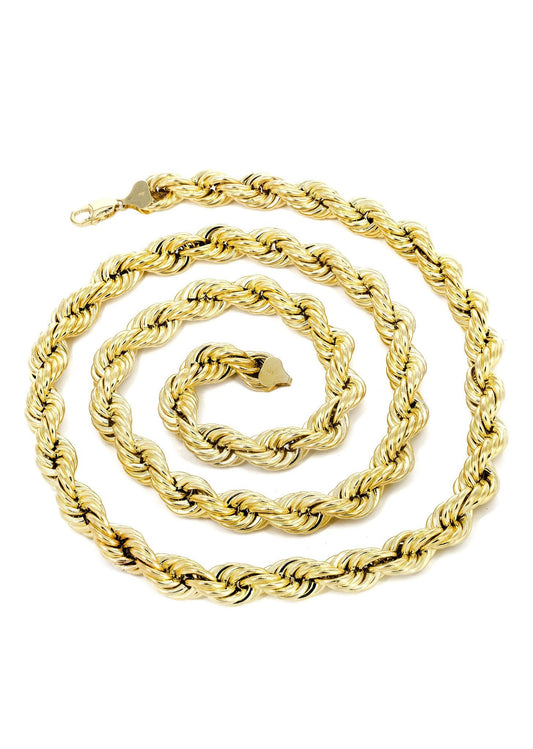14K Yellow Gold Chain - Hollow Mens Rope Chain