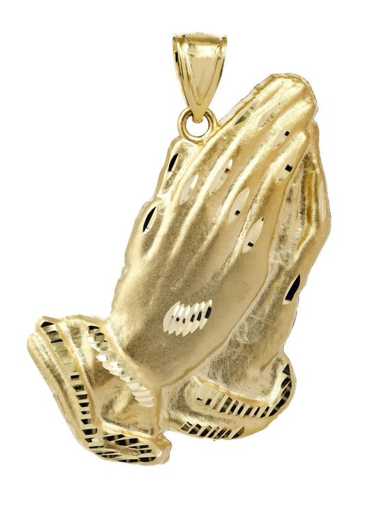 Medium Praying Hands 10K Yellow Gold Pendant. | 7.2 Grams