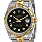Pre-owned Rolex Datejust 36mm two-tone watch with black diamond dial and fluted bezel, another angle
