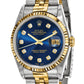 Pre-owned Rolex Datejust 36mm two-tone watch with blue diamond dial and fluted bezel, another angle