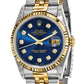 Pre-owned Rolex Datejust 36mm two-tone watch with blue diamond dial and fluted bezel, further view