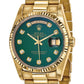 Pre-owned Rolex Day-Date President 36mm 18K gold watch with green diamond dial, another angle