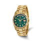 Pre-owned Rolex Day-Date President 36mm 18K yellow gold watch with green diamond dial and fluted bezel on a President bracelet