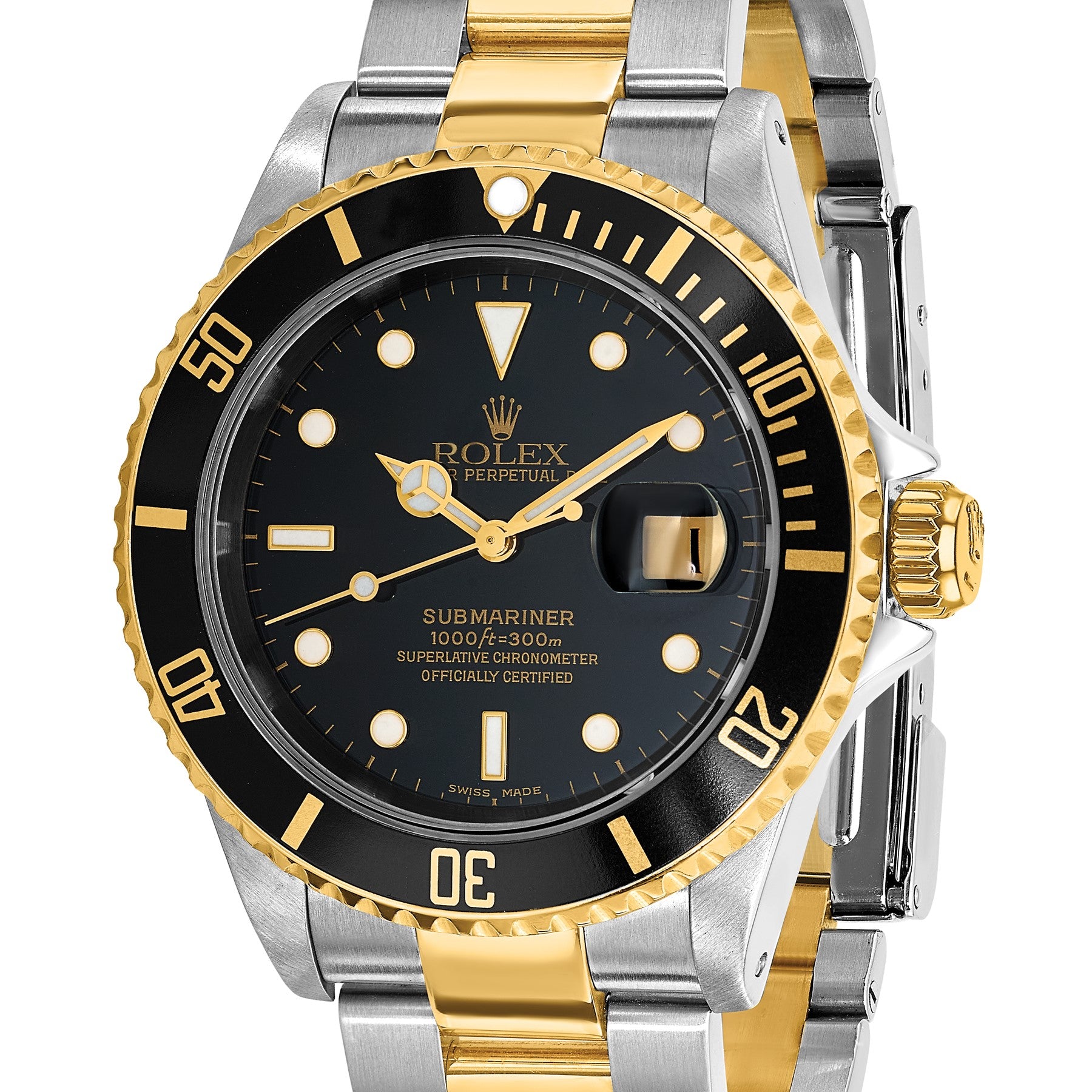 Pre-owned Rolex Submariner 40mm two-tone steel and 18K yellow gold watch with black dial, further view