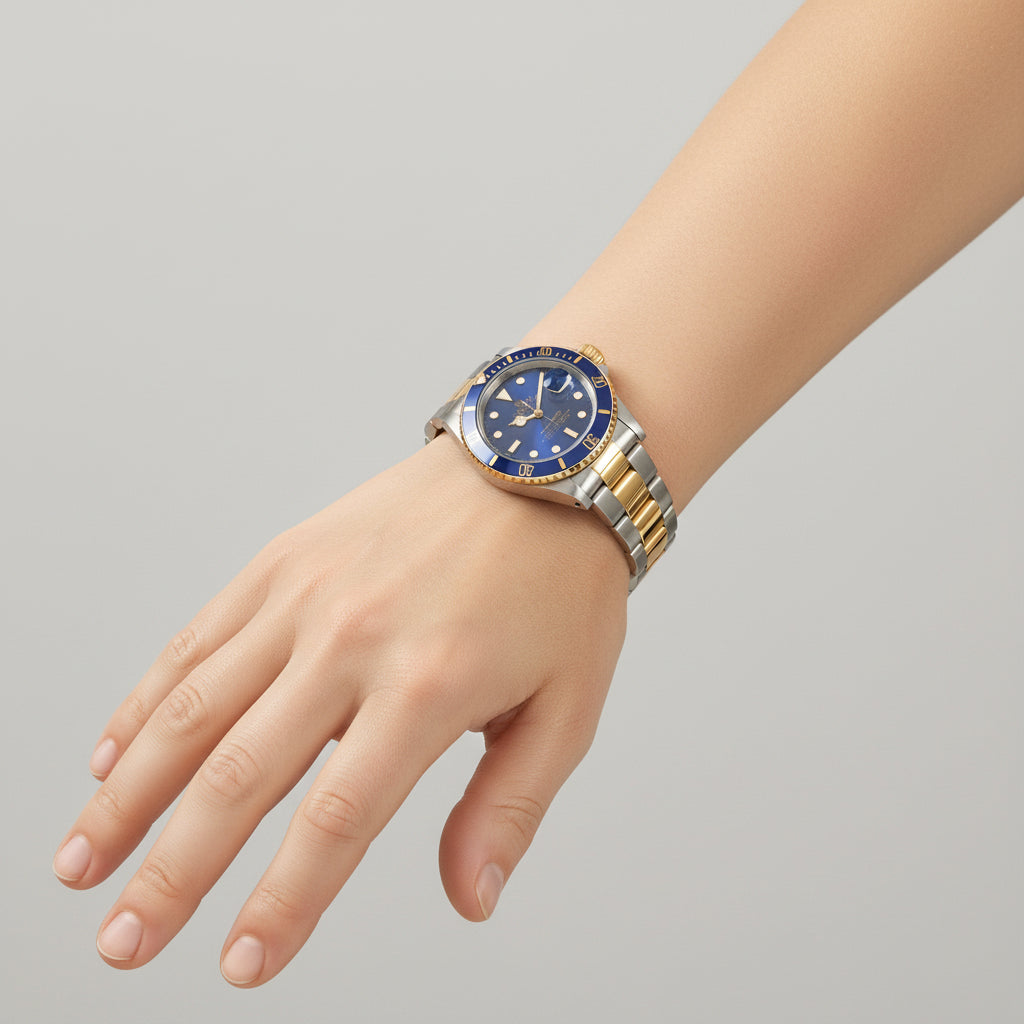 Pre-owned Rolex Submariner 40mm two-tone steel and 18K yellow gold watch with blue dial, further view