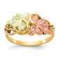 10K Tri-Color Black Hills Gold Grapes and Leaves Ring - front view
