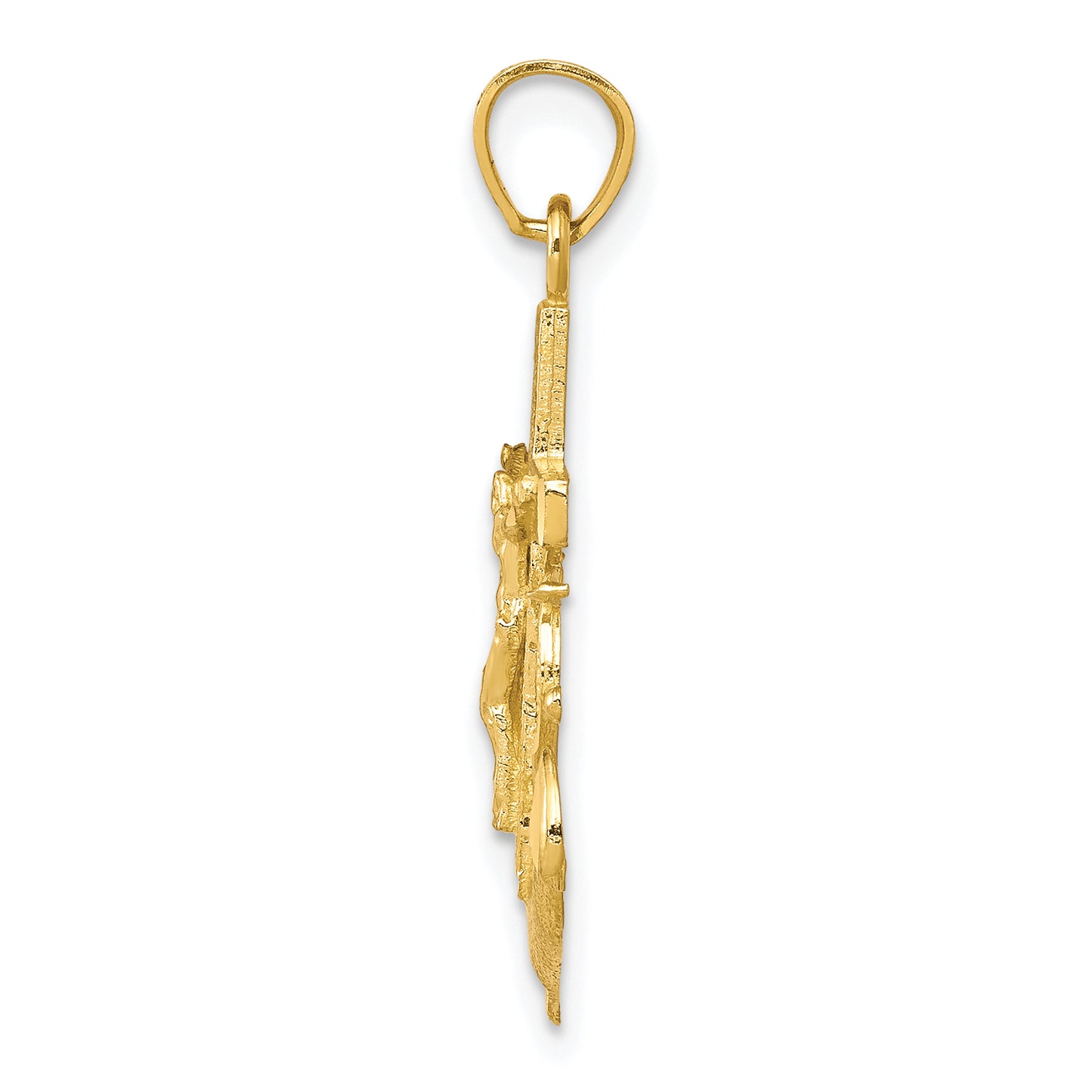 10K Gold Mariners Crucifix Pendant - angle view
