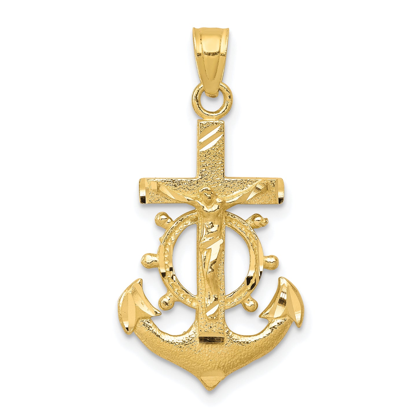 10K Gold Mariners Crucifix Pendant - main view