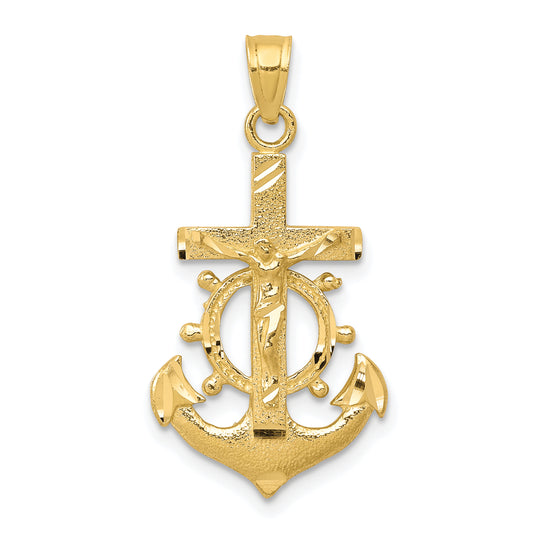 10K Gold Mariners Crucifix Pendant - main view