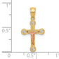 10K Two-Tone Gold CZ Crucifix Pendant dimension chart