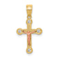 10K Two-Tone Gold CZ Crucifix Pendant - main view