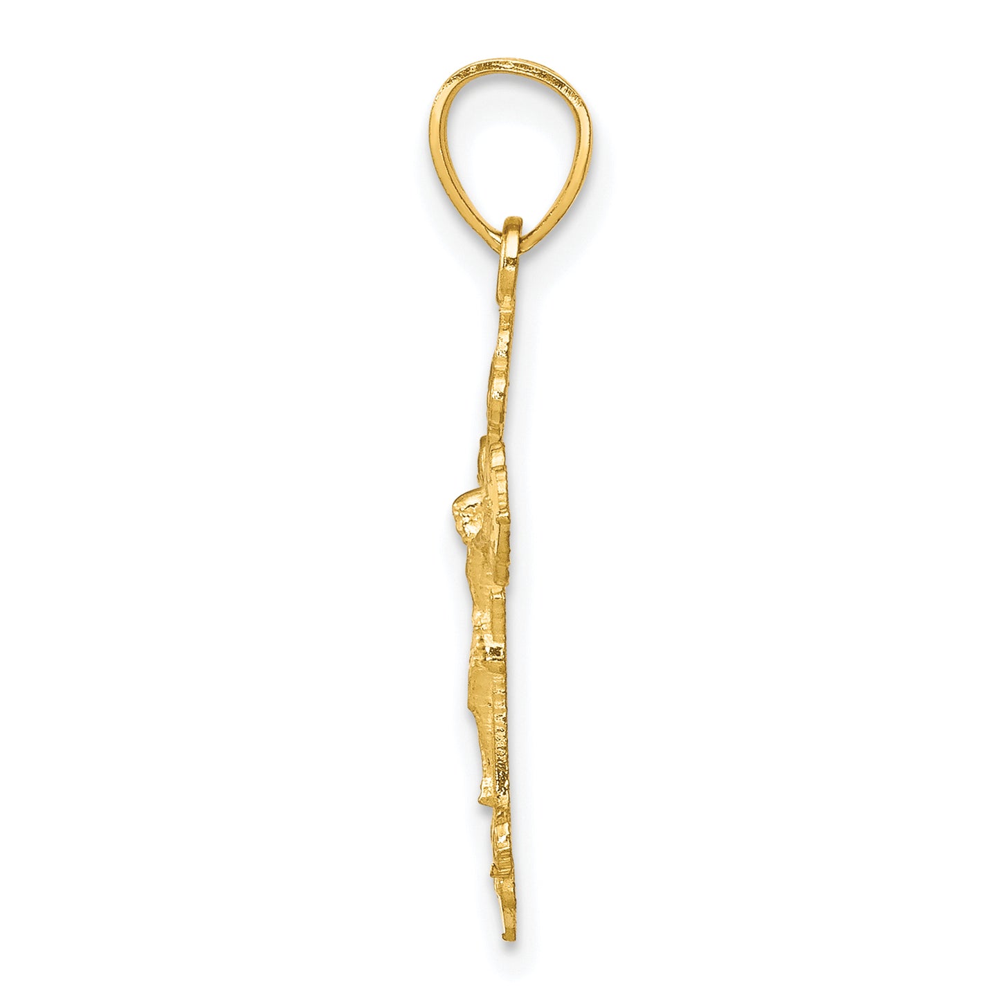 10K Gold Crucifix Pendant - angle view