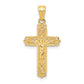 10K Gold Fleur de Lis Crucifix Pendant - main view