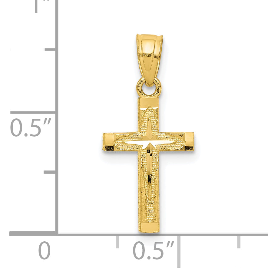 10K gold diamond-cut crucifix pendant dimensions - 10C1094