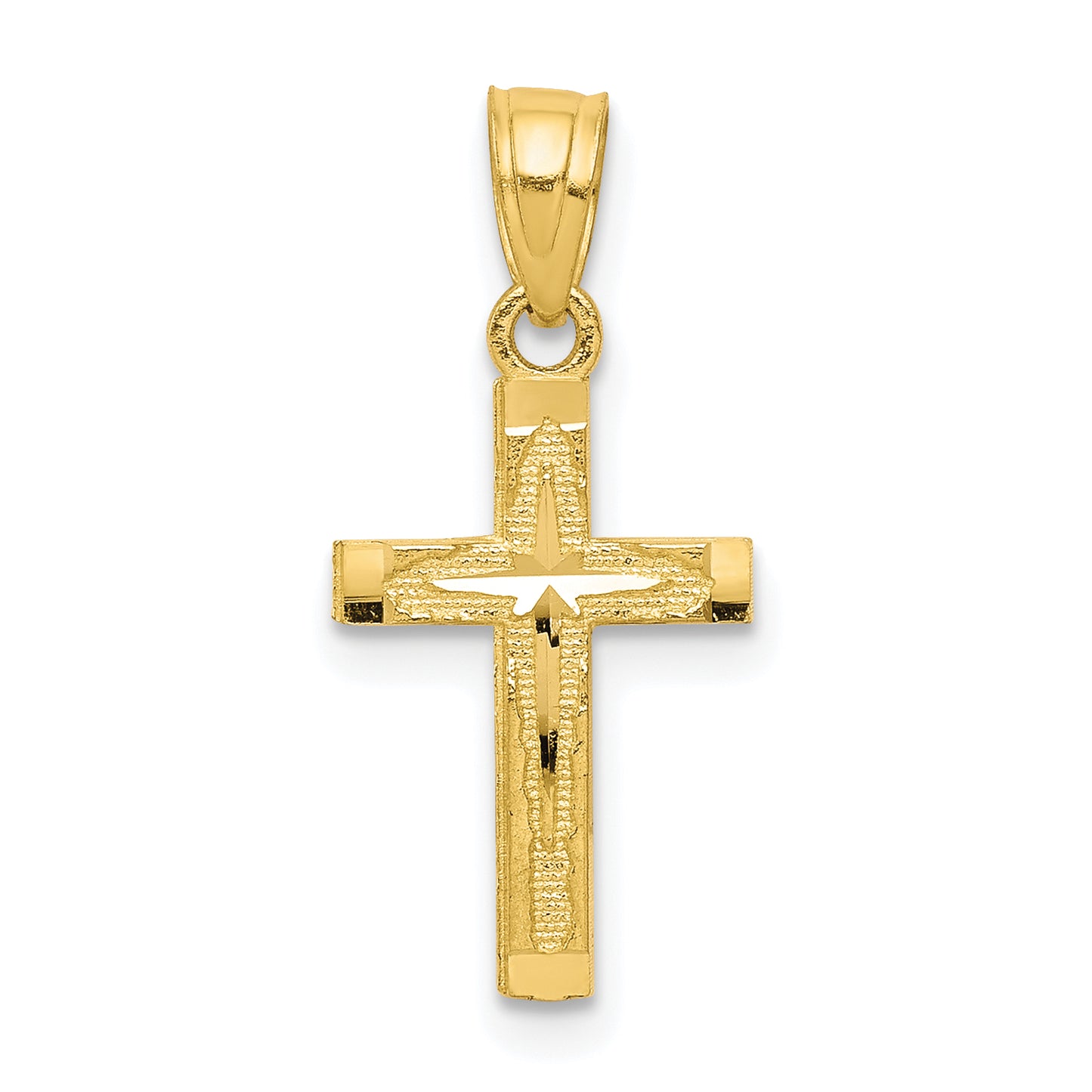 10K yellow gold diamond-cut crucifix pendant - 10C1094