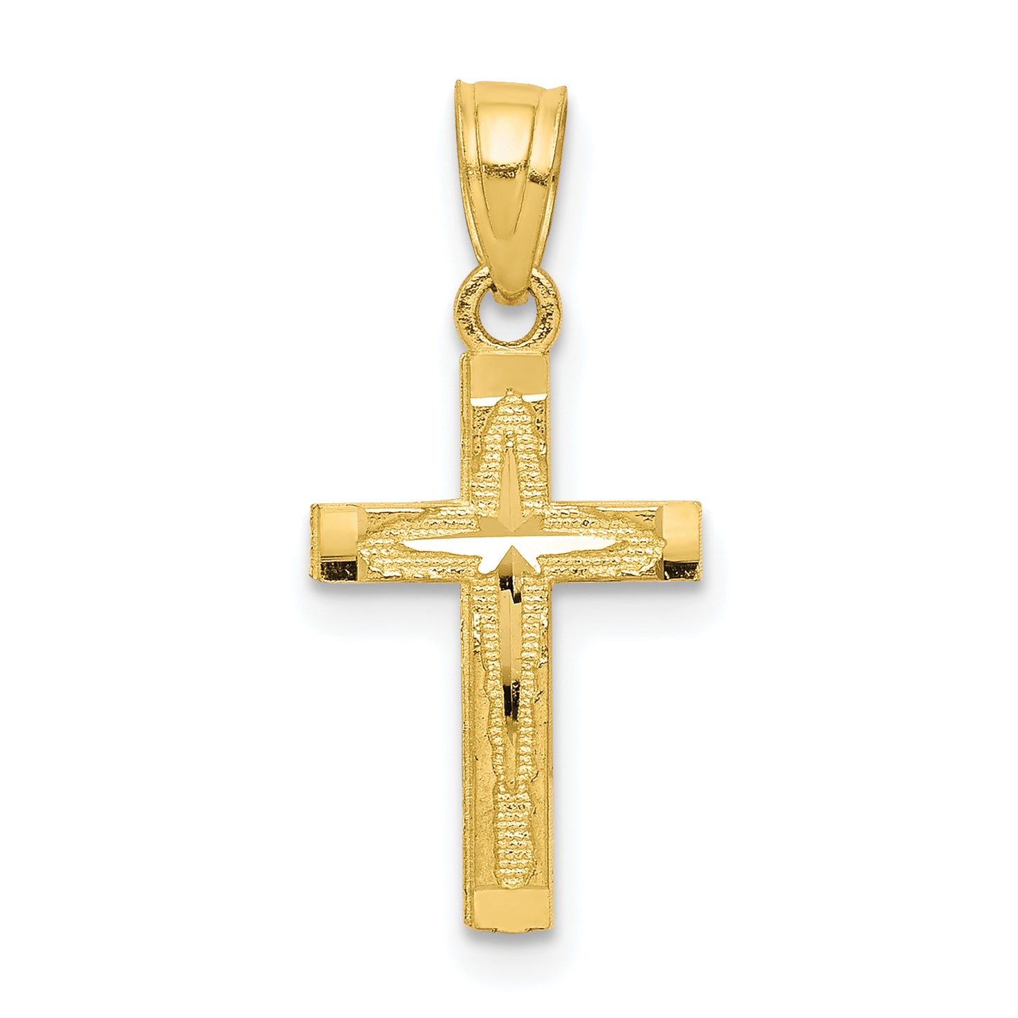 10K yellow gold diamond-cut crucifix pendant - 10C1094