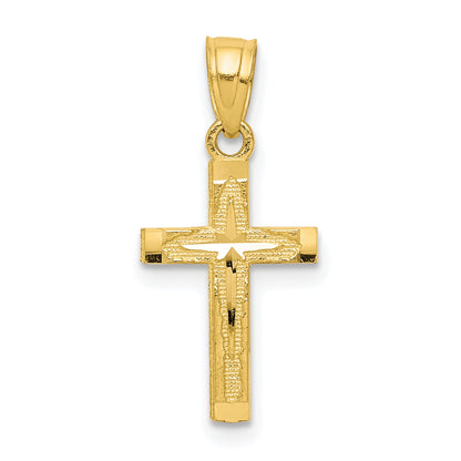10K yellow gold diamond-cut crucifix pendant - 10C1094