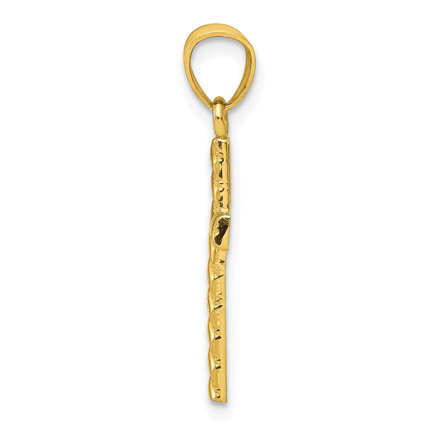 10K yellow gold textured cross pendant alternate view - 10C1095