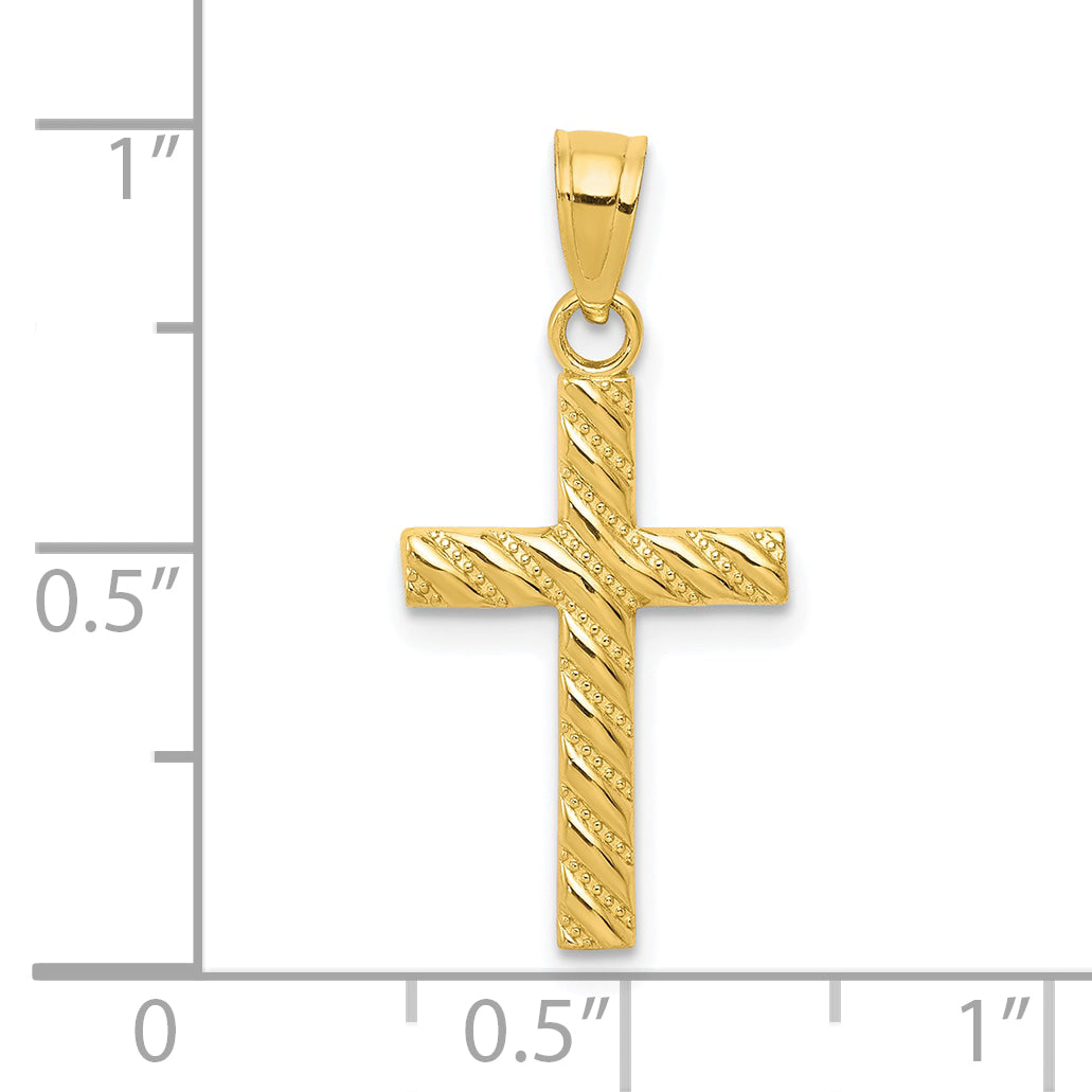 10K yellow gold textured cross pendant dimensions - 10C1095