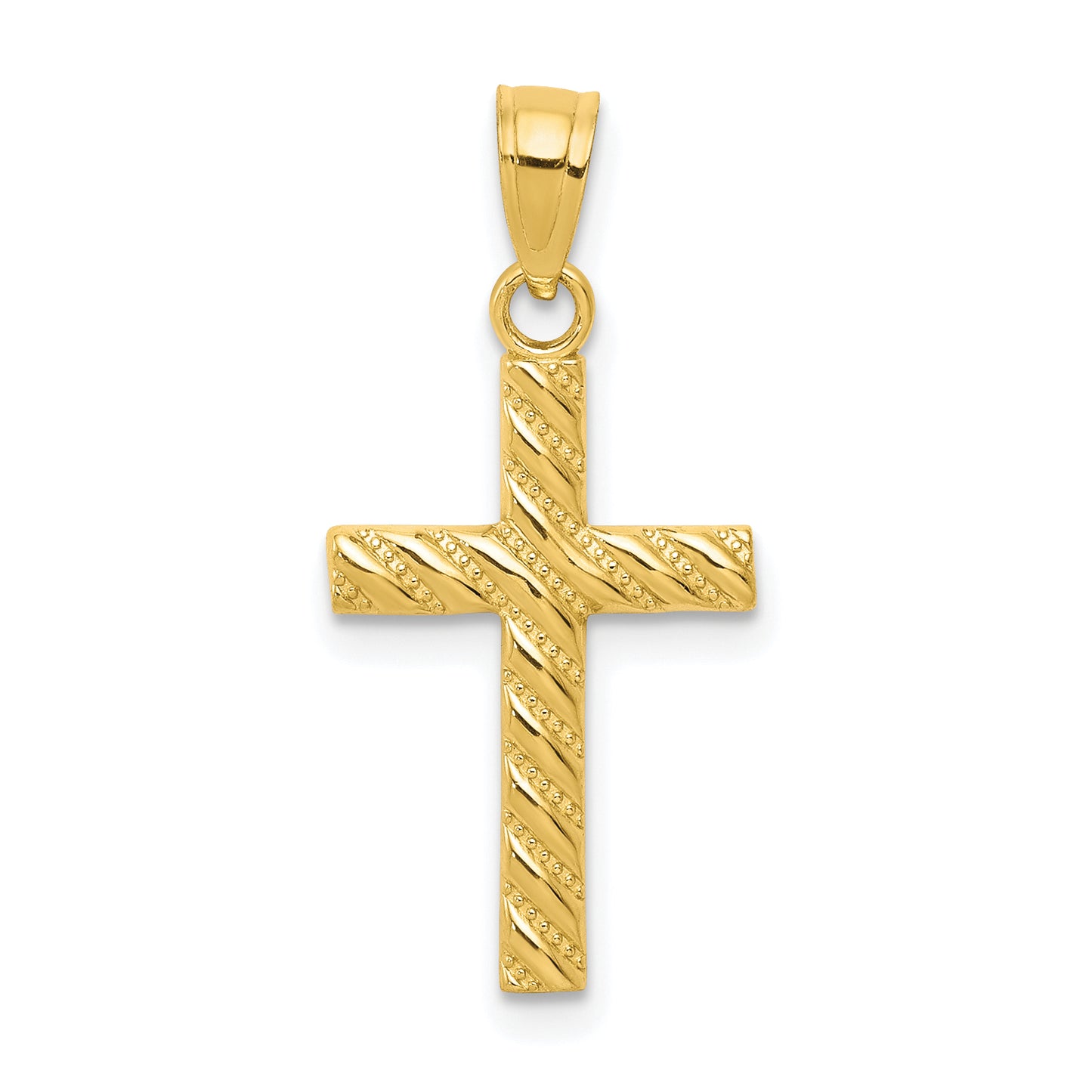 10K yellow gold textured cross pendant - 10C1095